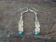 Navajo Indian Sterling Silver Turquoise Feather Dangle Earrings by Louise Joe
