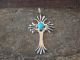 Navajo Indian Sterling Silver Turquoise Cross Pendant by Vanessa Kee