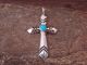 Navajo Indian Sterling Silver Turquoise Cross Pendant by Vanessa Kee