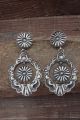 Navajo Sterling Silver Hand Stamped Concho Post Earrings - Eugene Charley