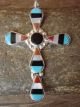 Zuni Indian Sterling Silver Inlay Cross Pendant by Lucio