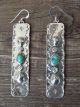 Navajo Indian Sterling Silver Hand Stamped Turquoise Earrings - Yazzie