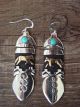Navajo Sterling Silver Turquoise Gold Fill Horse Feather Earrings - T&R Singer