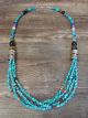 Navajo Indian Sterling Silver & Turquoise Gemstone Necklace Signed Singer