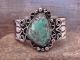 Navajo Indian Nickel Silver & Turquoise Cuff Bracelet by Cleveland