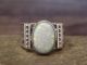 Navajo Indian Sterling Silver White Opal Ring Signed Thomas Yazzie - Size 9