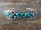 Navajo Indian Sterling Silver Turquoise Row Bracelet - Signed VY