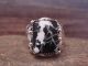Navajo Sterling Silver Men's White Buffalo Turquoise Ring - Morgan - Size 13.5