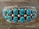 Navajo Indian Sterling Silver Turquoise Cluster Bracelet Signed VY