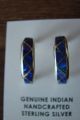 Zuni Indian Jewelry Blue Purple Opal Inlay Half Hoop Earrings! Tina Gasper