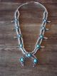 Navajo Nickel Silver Turquoise Squash Blossom Necklace Signed BC