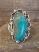 Navajo Sterling Silver Turquoise Adjustable Ring Size 11 to 12 - Cleveland