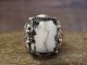 Navajo Sterling Silver Men's White Buffalo Turquoise Ring - Morgan - Size 10.5