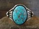 Genuine Navajo Indian Sterling Silver Turquoise Cuff Bracelet Signed NJ