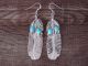 Navajo Indian Sterling Silver Turquoise Feather Earrings by Yazzie