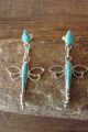 Zuni Indian Jewelry Sterling Silver Turquoise Dragonfly Post Earrings - Jonathan Shack 