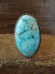 Navajo Sterling Silver Turquoise Adjustable Ring Size 9 to 11 Signed NJ