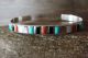 Zuni Sterling Silver Turquoise Multi-Colored Gemstone Brick Inlay Bracelet by Luna