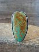 Navajo Sterling Silver Turquoise Adjustable Ring Size 8.5 to 10 Signed NJ