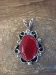 Navajo Indian Nickel Silver Red Howlite Pendant by Jackie Cleveland