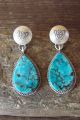 Navajo Sterling Silver Turquoise Concho Post Earrings! by Warner