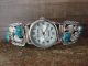Native American Indian Sterling Silver Turquoise Watch Signed Thomas Yazzie