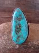 Navajo Sterling Silver Turquoise Adjustable Ring Size 8.5 to 10.5 Signed NJ