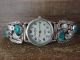 Native American Indian Sterling Silver Turquoise Watch Signed Thomas Yazzie
