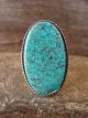 Navajo Sterling Silver Turquoise Adjustable Ring Size 8 to 10 Signed NJ