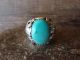 Navajo Indian Sterling Silver Turquoise Ring Signed Darrell Morgan - Size 10