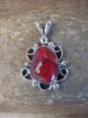 Navajo Indian Nickel Silver Red Howlite Pendant by Jackie Cleveland
