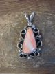 Navajo Indian Nickel Silver Pink Howlite Pendant by Jackie Cleveland