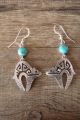 Navajo Indian Jewelry Sterling Silver Turquoise Arched Bear Earrings!