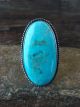 Navajo Sterling Silver Turquoise Adjustable Ring Size 8 to 10 Signed NJ