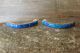 Zuni Sterling Silver  Blue Opal Inlay Crescent Hoop Post Earrings! 