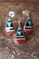 Zuni Sterling Silver Turquoise Inlay Pendant and Earring Set 
