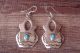 Navajo Hand Stamped Sterling Silver Turquoise Wedding Vase Dangle Earrings - Signed