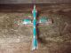 Large Zuni Indian Sterling Silver Turquoise Cross Pendant Signed C. Iule