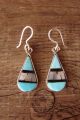 Zuni Sterling Silver Turquoise Multistone Inlay Dangle Earrings! 