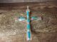 Large Zuni Indian Sterling Silver Turquoise Cross Pendant Signed C. Iule