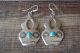 Navajo Hand Stamped Sterling Silver Turquoise Wedding Vase Dangle Earrings - Signed