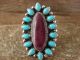 Navajo Indian Sterling Silver Spiny & Turquoise Cluster Ring - Lewis - Size 6.5