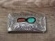 Navajo Indian Sterling Silver Turquoise & Coral Money Clip - Skeets