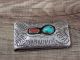 Navajo Indian Sterling Silver Turquoise & Coral Money Clip - Skeets