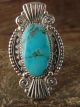 Navajo Indian Sterling Silver Turquoise Ring by Jimison - Size 10