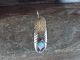 Navajo Indian Sterling Silver Turquoise Feather Pendant - Yazzie