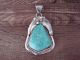 Navajo Sterling Silver Turquoise Pendant Tahe - Signed