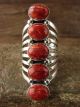 Navajo Indian Sterling Silver Spiny Oyster Ring -Thomas Yazzie - Size 8
