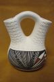 Acoma Pueblo Indian Hand Painted Corrugated Wedding Vase by B. Garcia