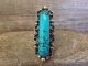 Navajo Indian Nickel Silver Turquoise Ring by Cleveland - Size 11